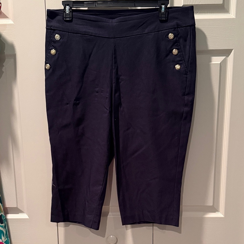 # Counterparts 2X Navy Capris with Button Accents
